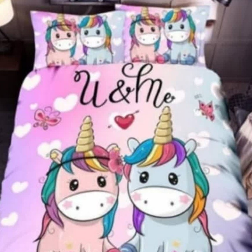 روتختی دخترونه سه بعدی مدل A5 .... یکنفره 5 تکه شامل.لحاف با الیاف ضد حساسیت ملحفه کش دار  دو عدد رو بالشتی  و رو کوسن