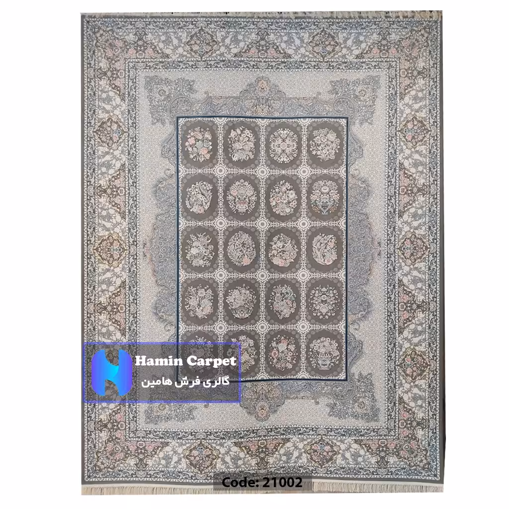 فرش 6 متری 1200 شانه تراکم 3600  نخ اکلریک گل برجسته کد AR21002