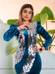 پیراهن مهمانی زنانه مخمل مدل آینه ای مجلسی