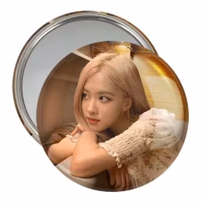 آینه جیبی خندالو مدل رزی بلک پینک Black Pink کد 14376