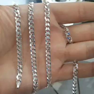 زنجیر نقره کاتیر ایتالیا 6 میل با عیار 925 و طول 60 سانتیمتر