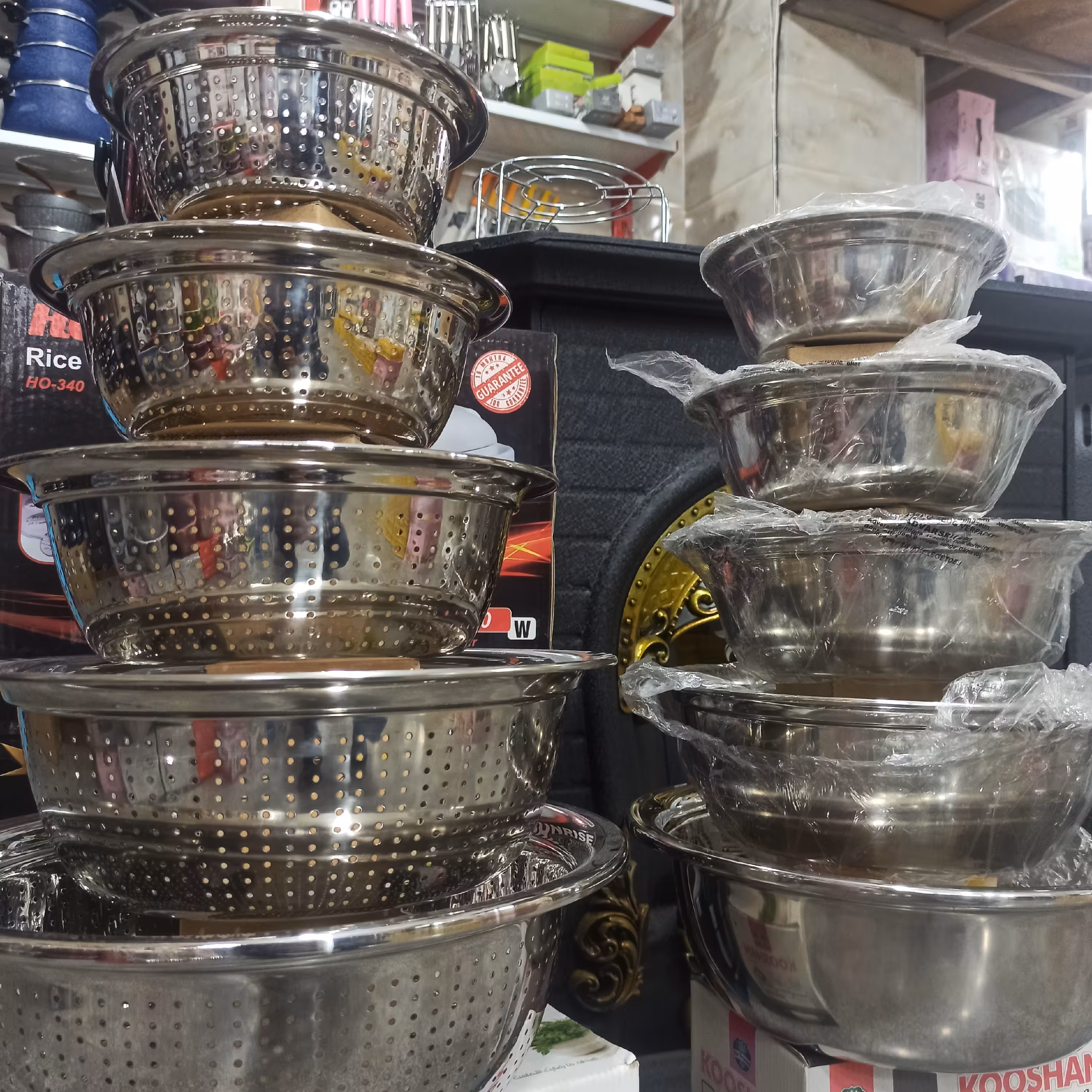 ابکش لگن یونیک استیل نگیر اصلی حک شده ابکش 5پارچه لگن 5پارچه باهم1500 در لوازم خانگی مشهد کمالی ابکش و لگن 