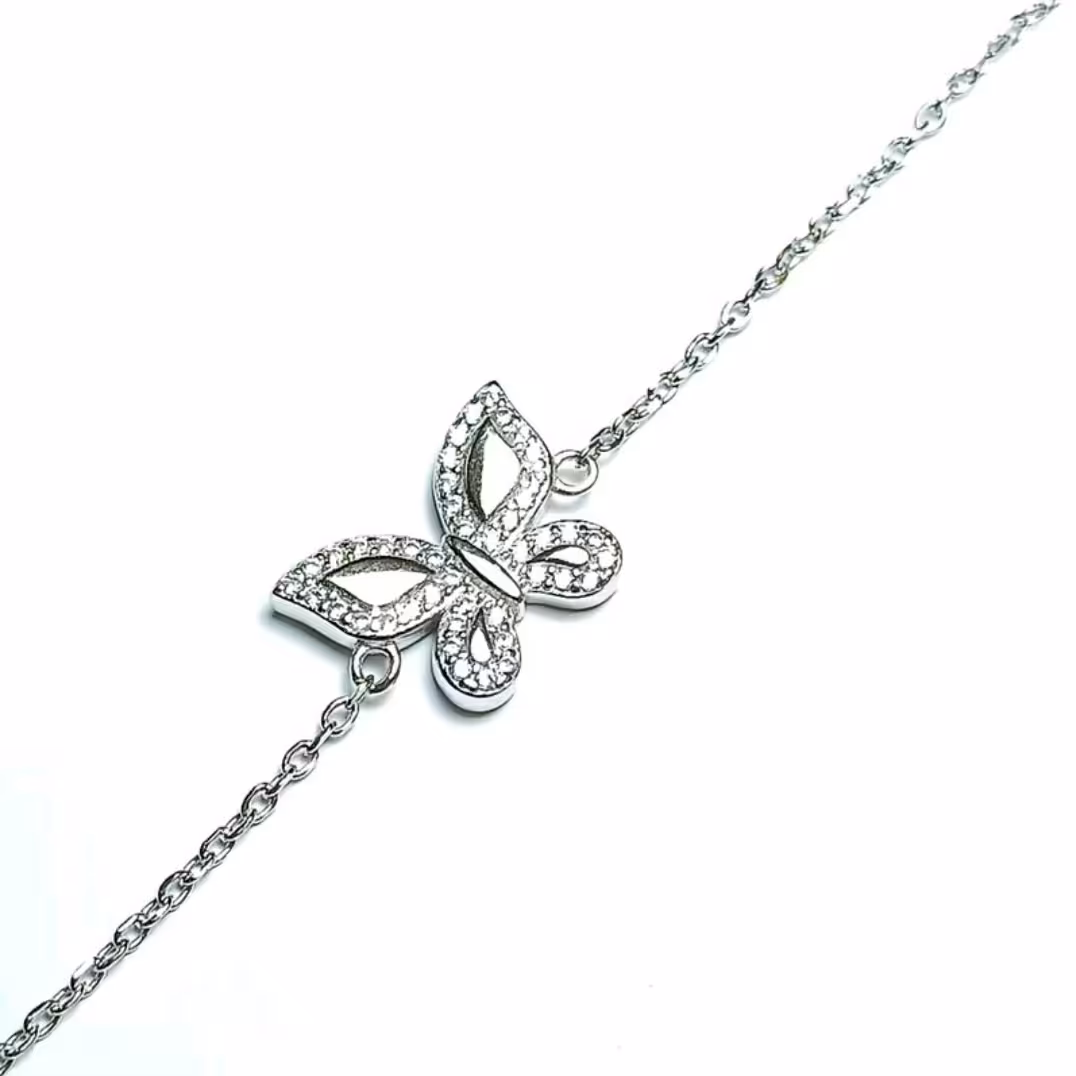  دستبند نقره جواهری با آبکاری رادیوم 14