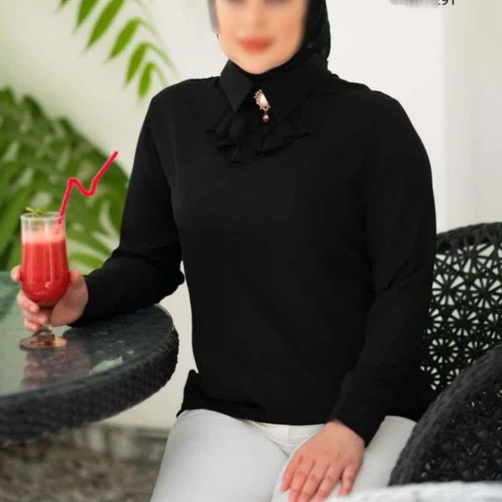 شومیز مشکی یقه اشکی