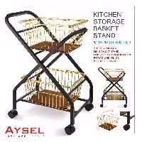 سبد ایستاده  پیاز سیل زمینی  چرخدار برند آیسل مدل هلیا طلایی با 18 ماه ضمانت