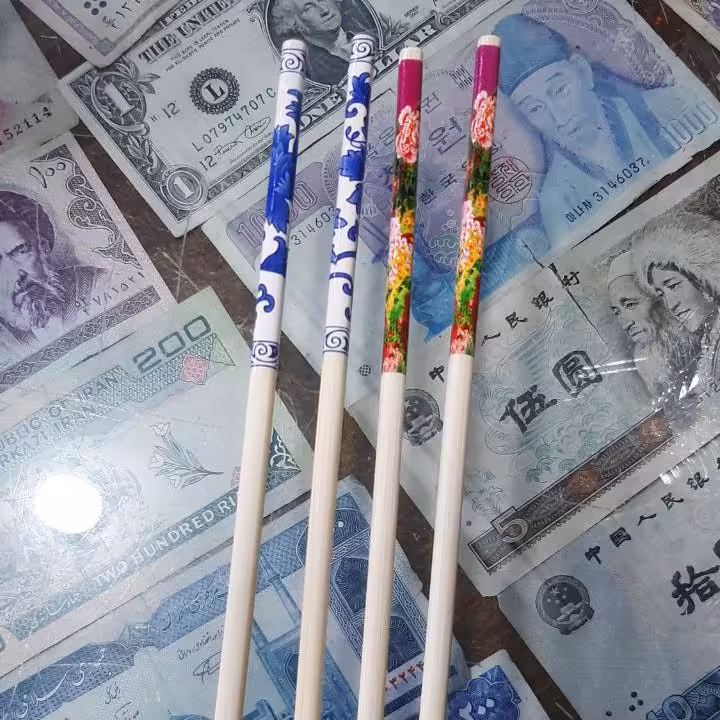 چاپستیک طرح دار  از جنس چوب بامبو  