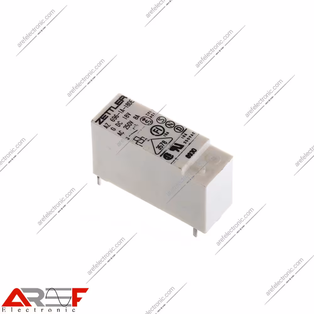 رله ZETTLER مدل AZ.696-1A-18DE دارای 18 ولت و 4 پین - فروشگاه عارف الکترونیک