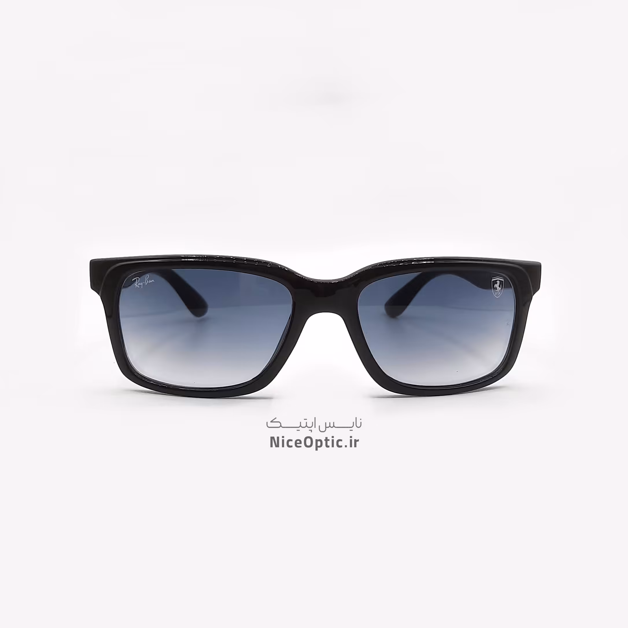 عینک آفتابی ریبن فراری مدل 4393f کائوچو شیشه کریستال ضدخش مشکی زنانه و مردانه