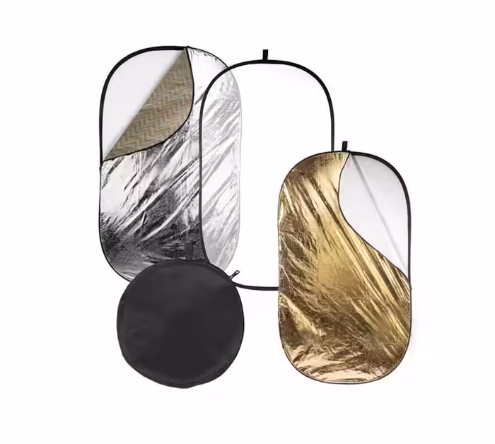 رفلکتور پنج کاره MINGXING سایز 100x150 سانتیمتر (دارای بخش ترکیبی نقره‌ای-طلایی)