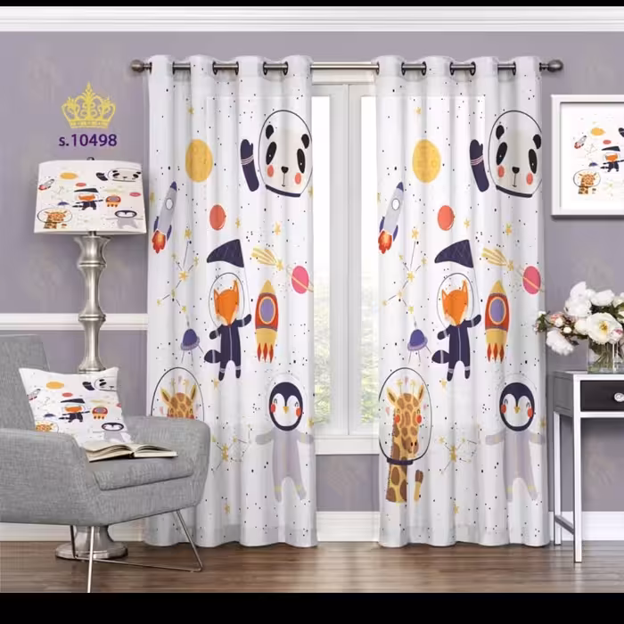 پرده اتاق خواب کودک دو قواره طرح کارتونی کد S10498