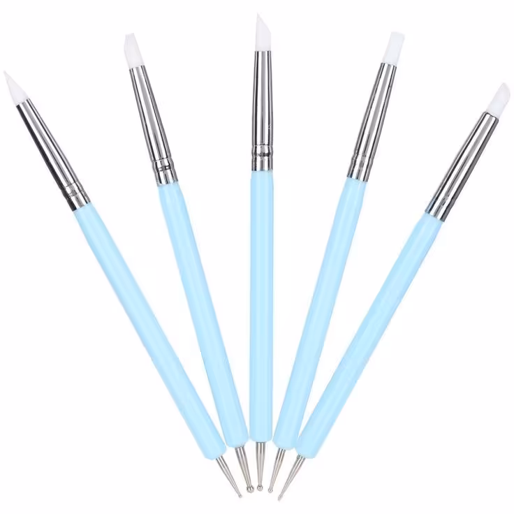 ابزار تزیین فوندانت به گز مدل قلم داتینگ و پیکر تراشی طرح دو طرفه مجموعه 5 عددی