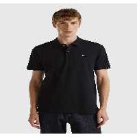 تی شرت یقه پولو مشکی مردانه چوگان 100 ٪ سیاه و سفید کوتون SLIM FIT POLO United Colors of Benetton