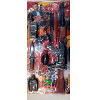 ست تفنگ کلاشینکف و کلت تیر پران بادی همراه لوازم چاقو و نارنجک و بیسیم