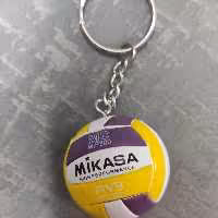 جاکلیدی طرح توپ والیبال میکاسا زنانه مردانه سایز بزرگ ترکیب رنگ بنفش ،سفید و زرد 