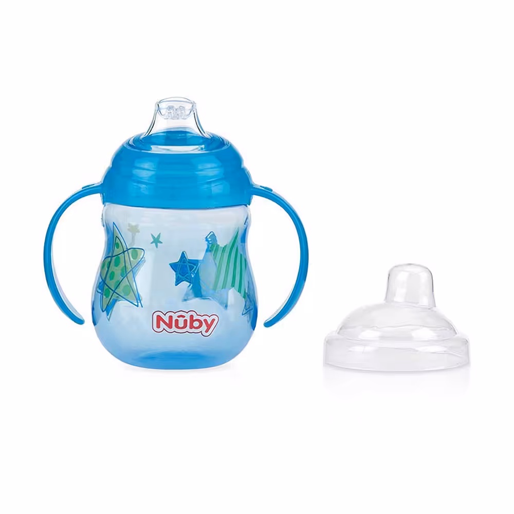 لیوان آبمیوه خوری 6  ماه نابی NUBY ظرفیت 270 میلی لیتر آبی