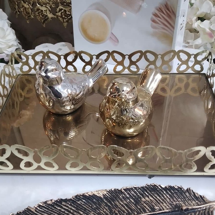 سینی کف آیینه ای طلایی