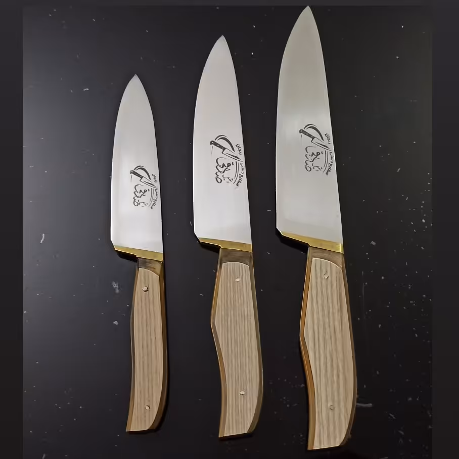 سرویس چاقو ست 3 تایی طرح براق دسته کائوچو 