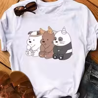 تیشرت سفید اسپان طرح خرسی