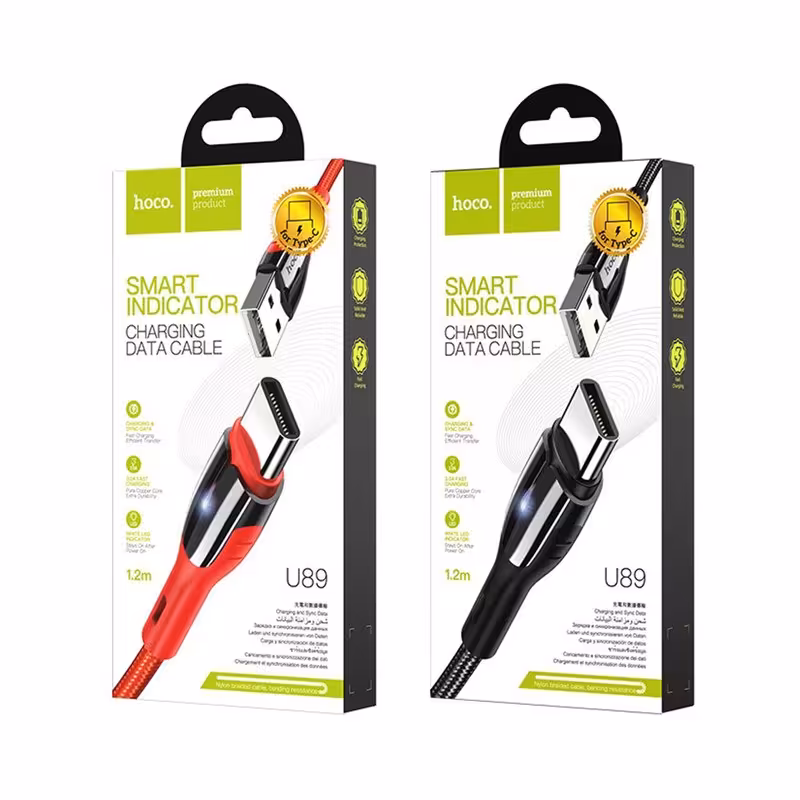 کابل فست شارژ تایپ سی هوکو مدل U89.با گارانتی یکساله تعویض با کالا نو.