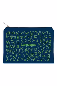 زیپ کیف سایز A5 Languages سرمه ای دات نوت