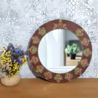 قاب آینه چوبی قطر 40 سانت طرح برجسته 