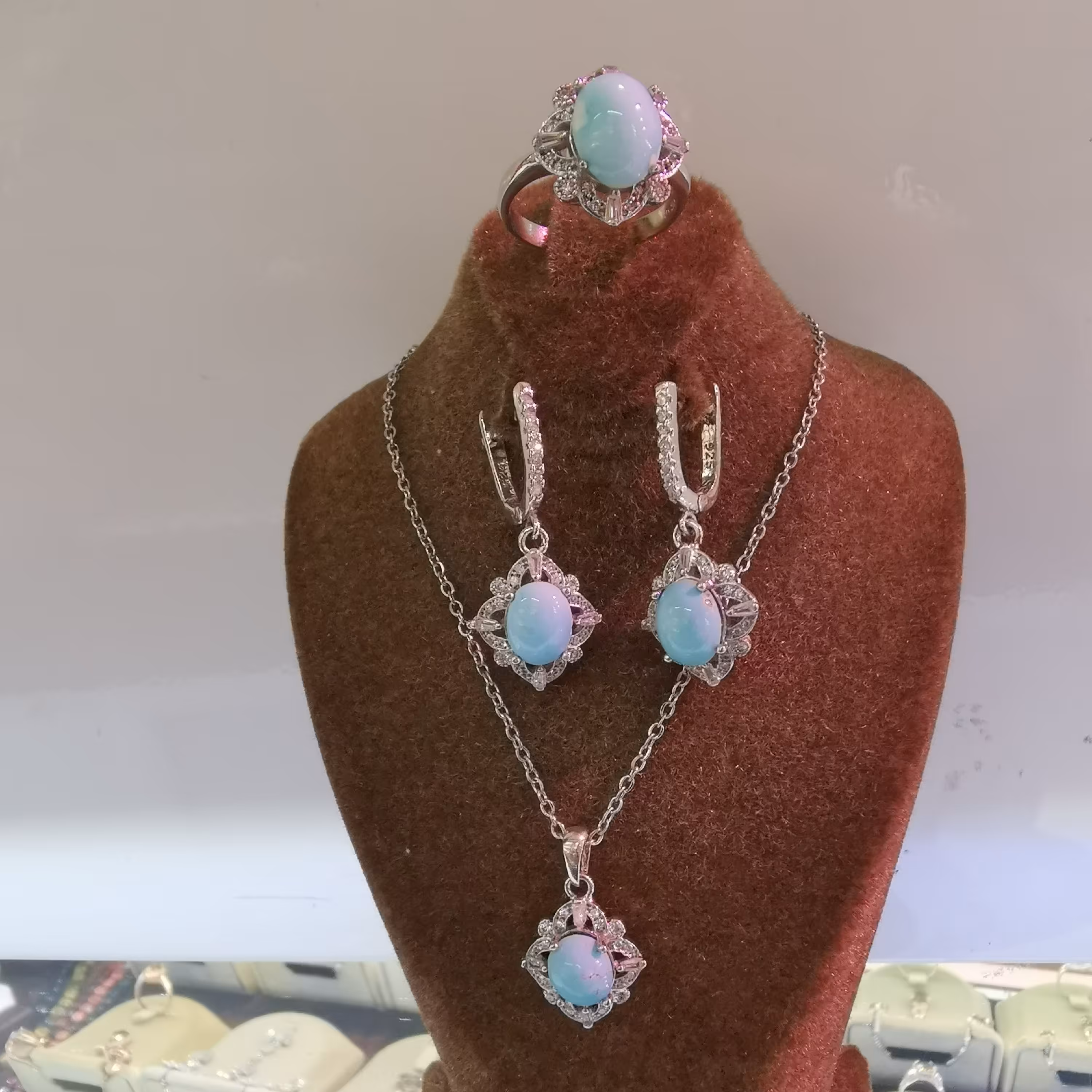 نیم ست نقره فیروزه نیشابوری 