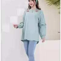 شومیز مانتویی بابوس دو نخ ماهلین با گلدوزی