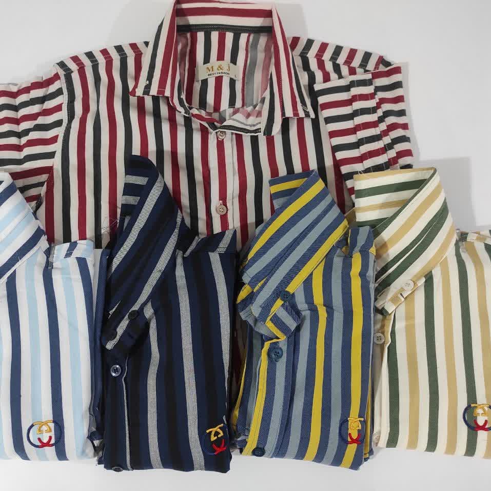 پیراهن اسپرت آستین کوتاه راه راه کشی در سه سایز L XL XXL جنس پنبه کیفیت درجه یک