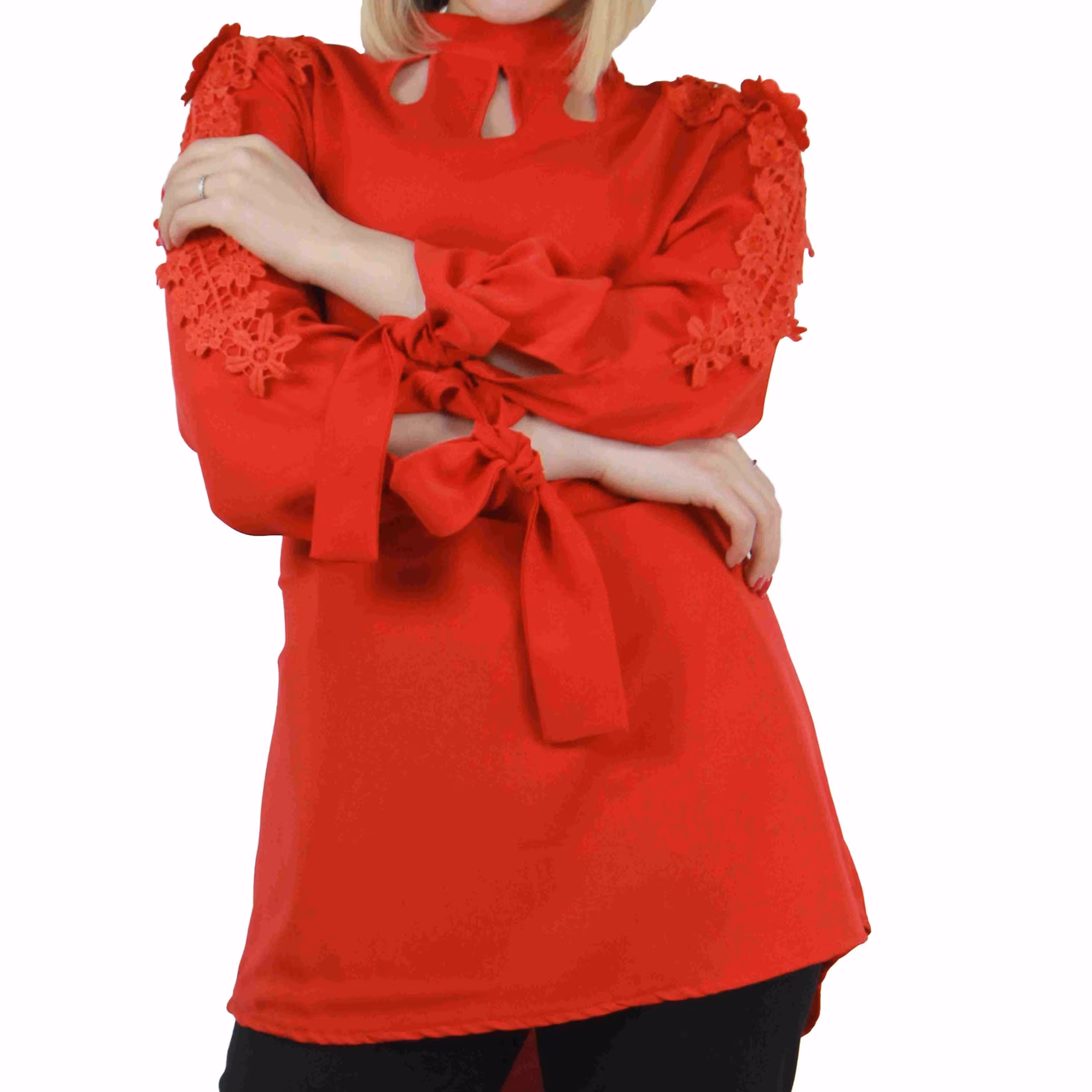 شومیز زنانه مدل یقه کارتیر d130 رنگ قرمز 