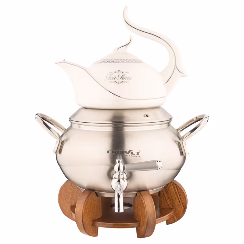 ست کتری و قوری کروپ ست مدل وارمر دار استیل مات کد 1402