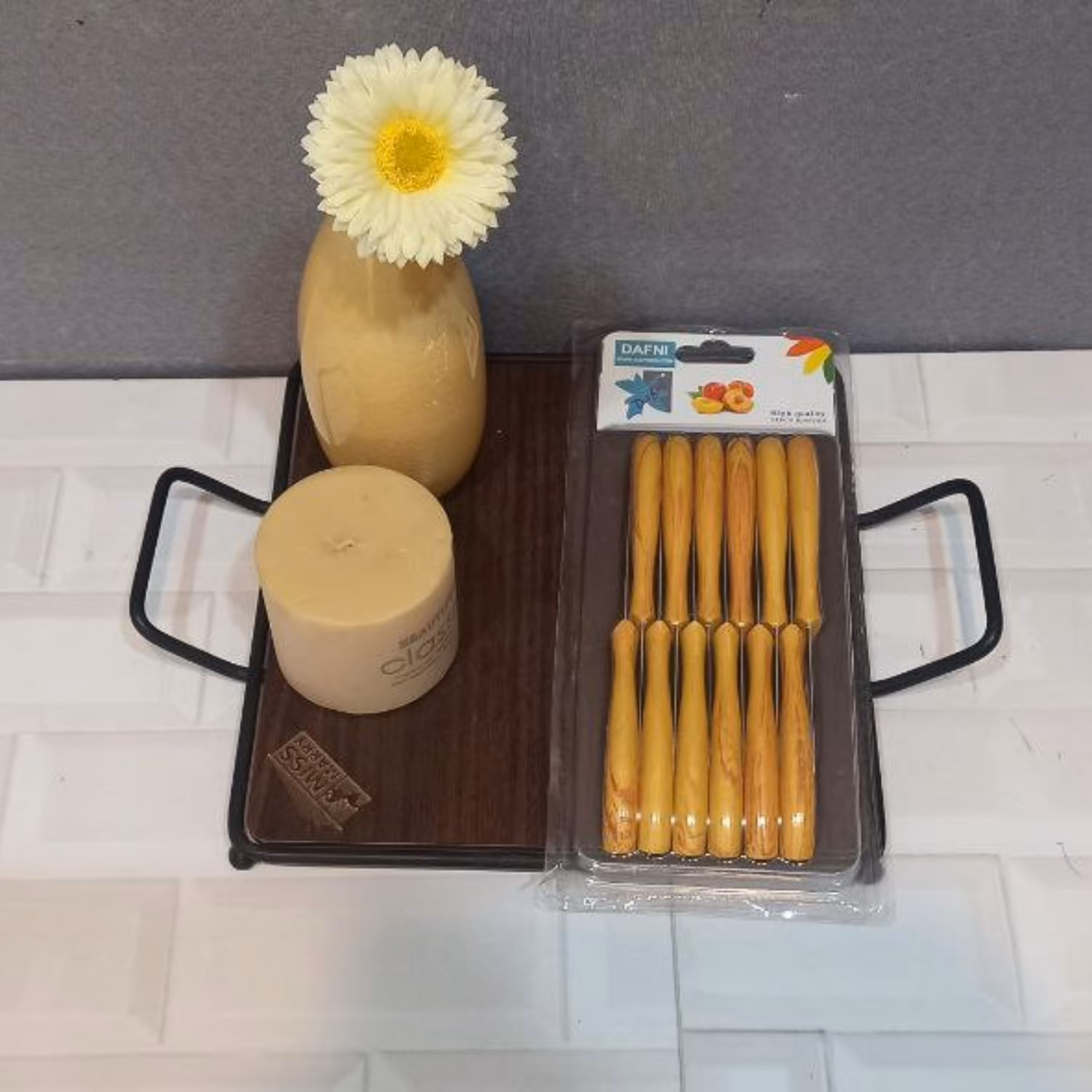 کارد میوه خوری 12 تایی دافنی طرح چوب با کیفیت بالا و استیل درجه یک زیبا و شیک