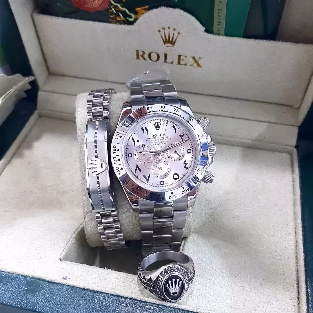 ساعت مچی   رولکس دیتونا همراه با انگشتر و دستبند و جعبه 