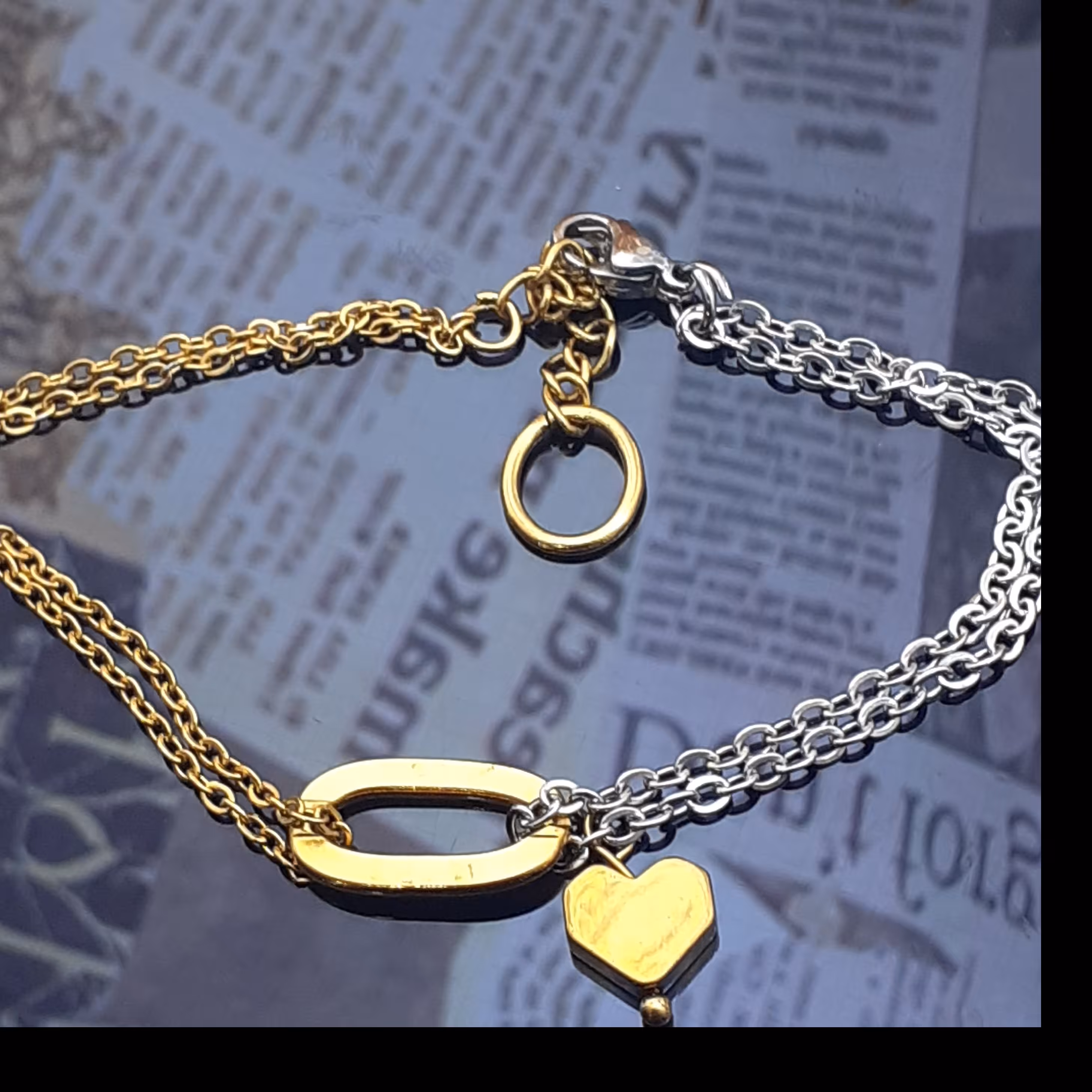 گردنبند قلب و زنجیر آویز دو لاین  کد (209)