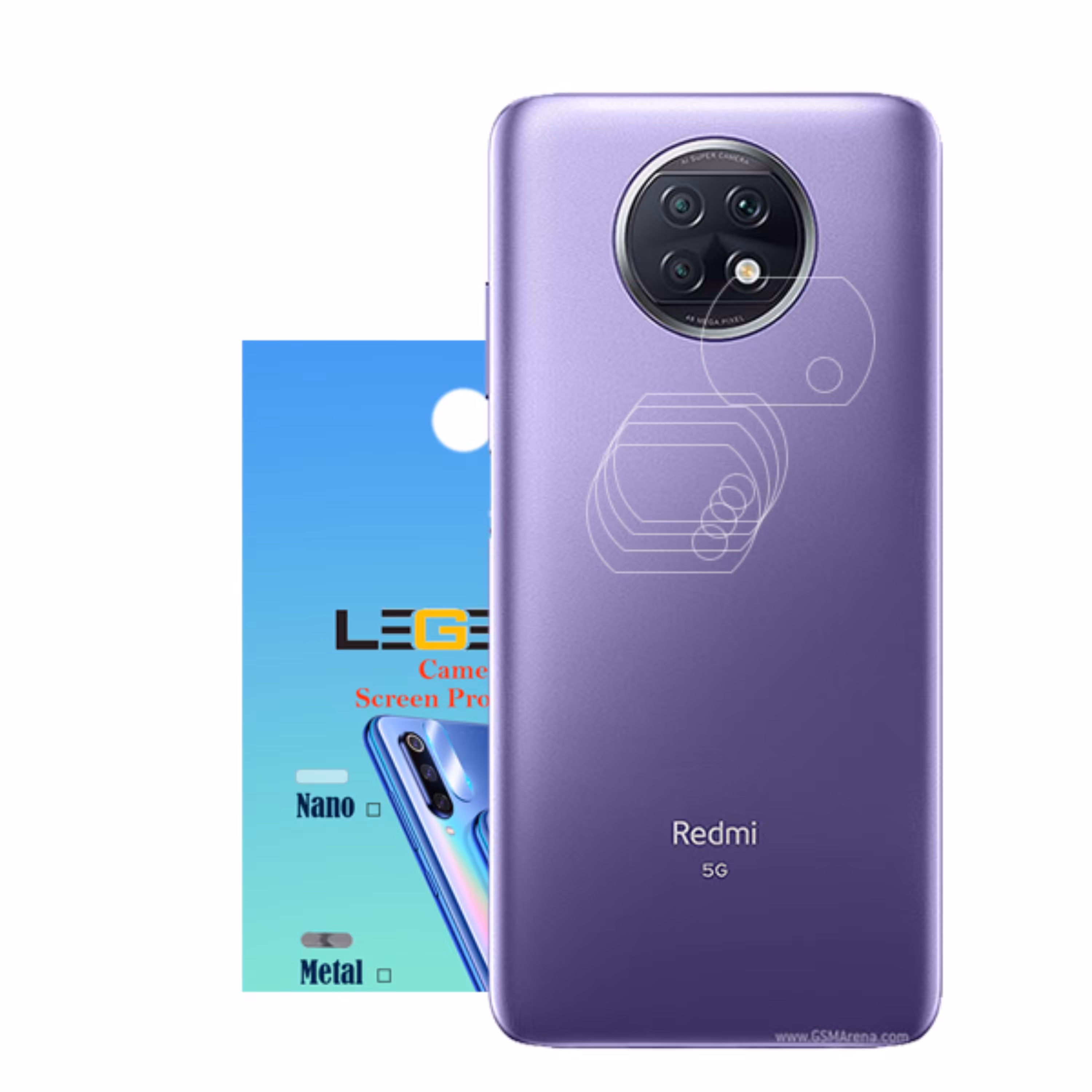 محافظ لنز دوربین لجند مدل نانو گلس مناسب موبایل شیائومی Redmi Note 9T بسته 5عددی