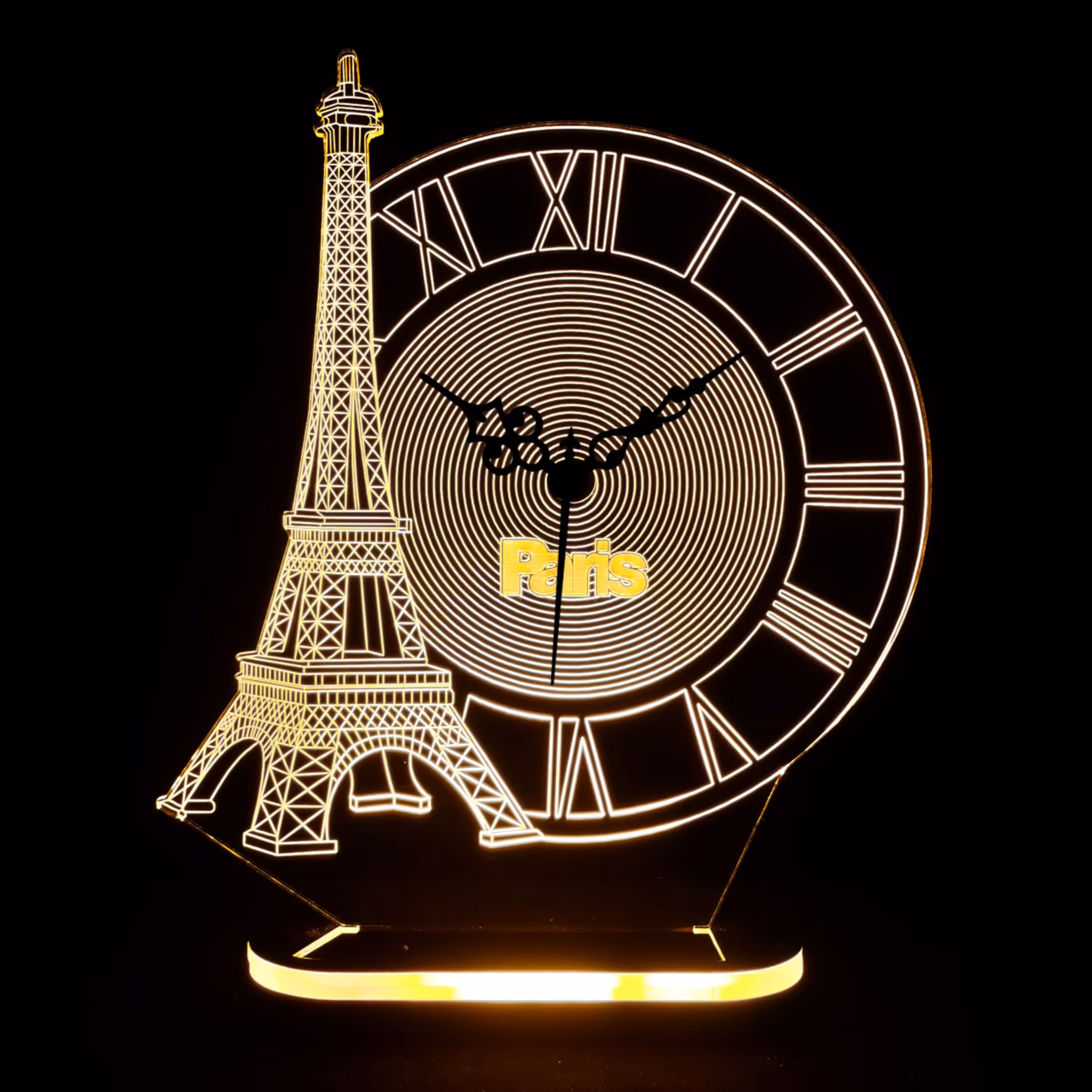 چراغ خواب ساعت دار طرح برج ایفل ـ ارسال رایگان ـ کد 1071 سایز 17 در 19