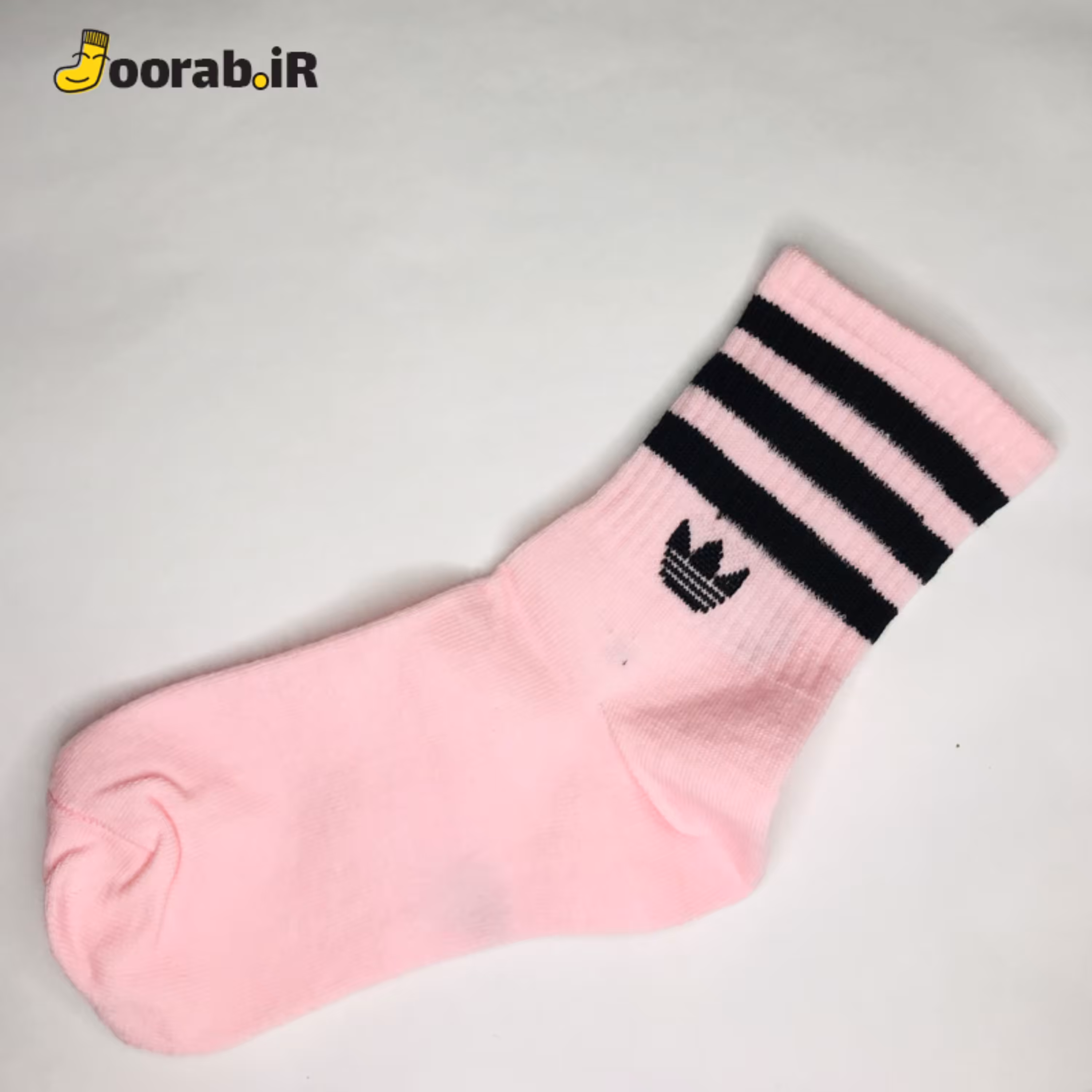 جوراب ساق دار ورزشی اسپرت طرح آدیداس صورتی روشن