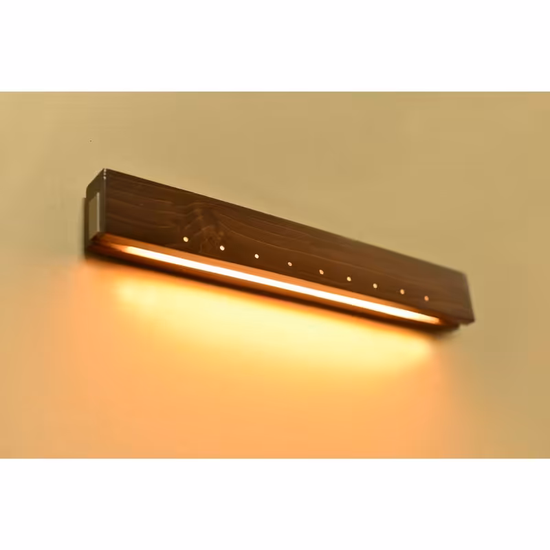 چراغ خواب چوبی تزیینی دیواری از جنس چوب نراد و استیل و LED آفتابی مدل C1-37