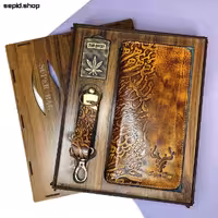 ست کیف پول فندک و جاکلیدی دست رنگ چرم طبیعی 