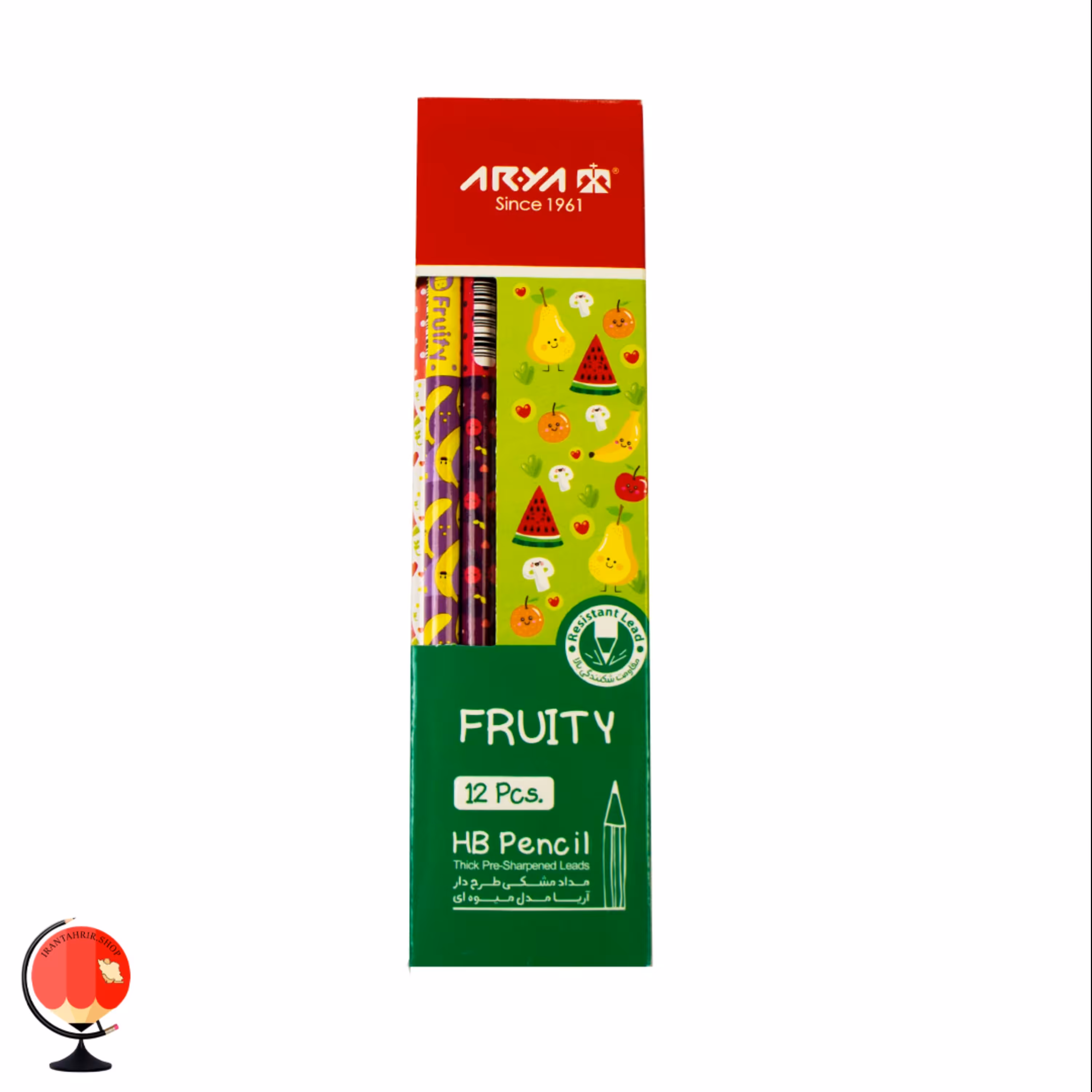 مداد مشکی اریا HBبسته 12 عددی طرح میوه ای کد1267