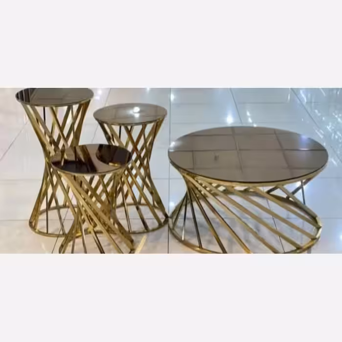 میز عسلی و جلو مبلی مدل پریا(آبکاری درجه 1 فورتیک)(ارسال با باربری و به صورت پس کرایه)