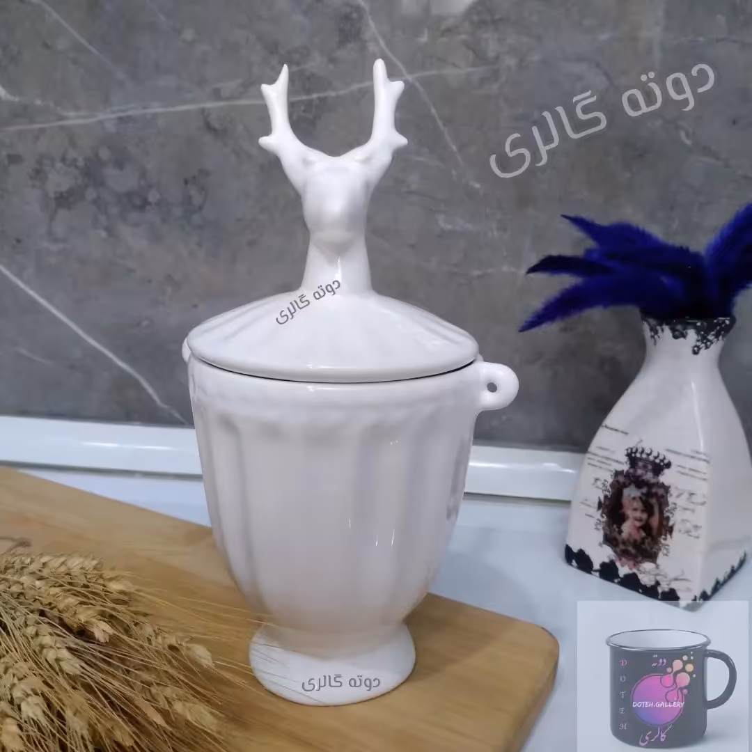 شکلات خوری طرح گوزن ، رنگ سفید ، جنس: سرامیک ، سایز: کوچک 