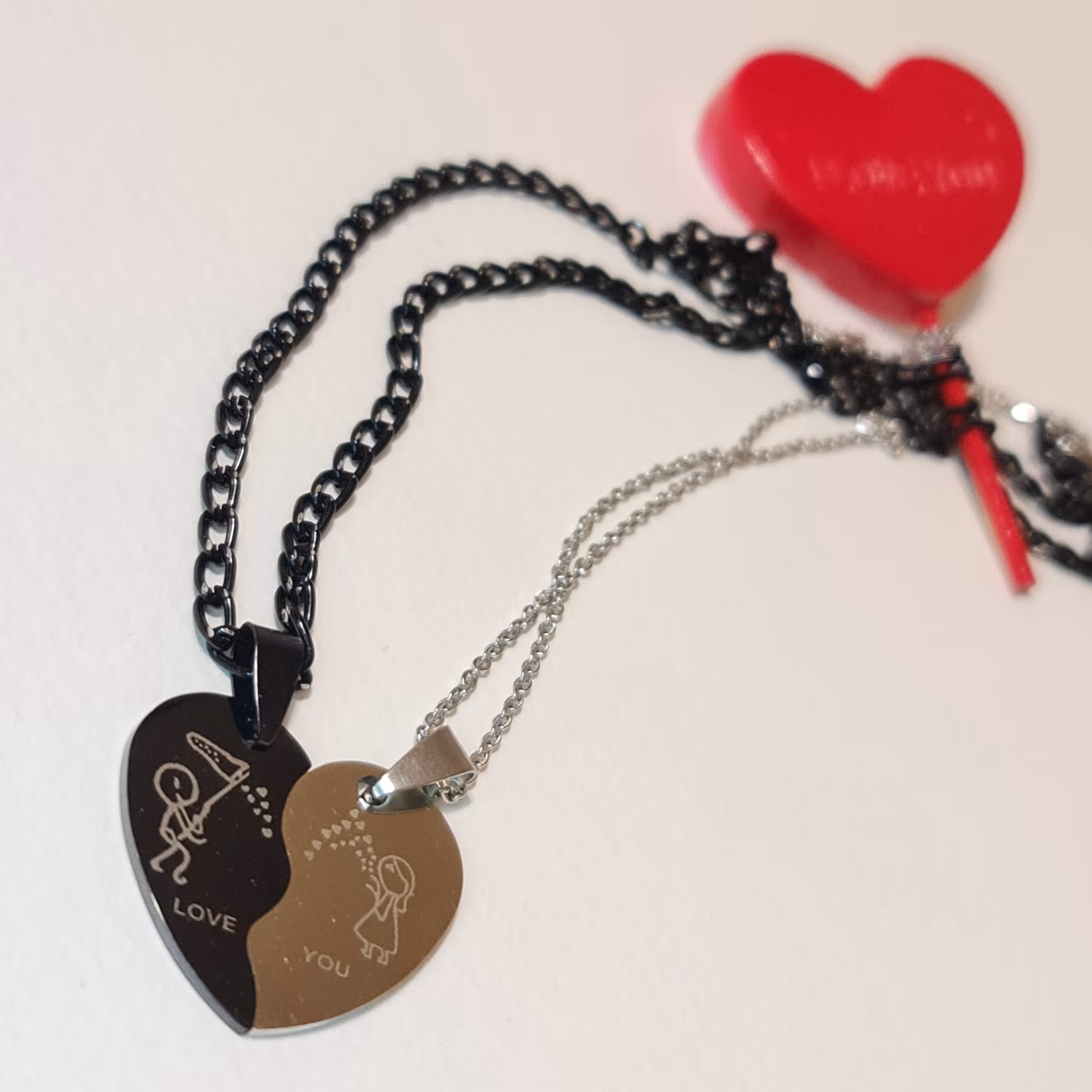 ست گردنبند زوجی دو رنگ love you 