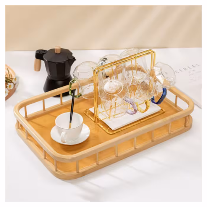 سینی نرده ای چوبی بامبو (سینی سرو سینی پذیرایی)  مدل L45 کد Gw50501045