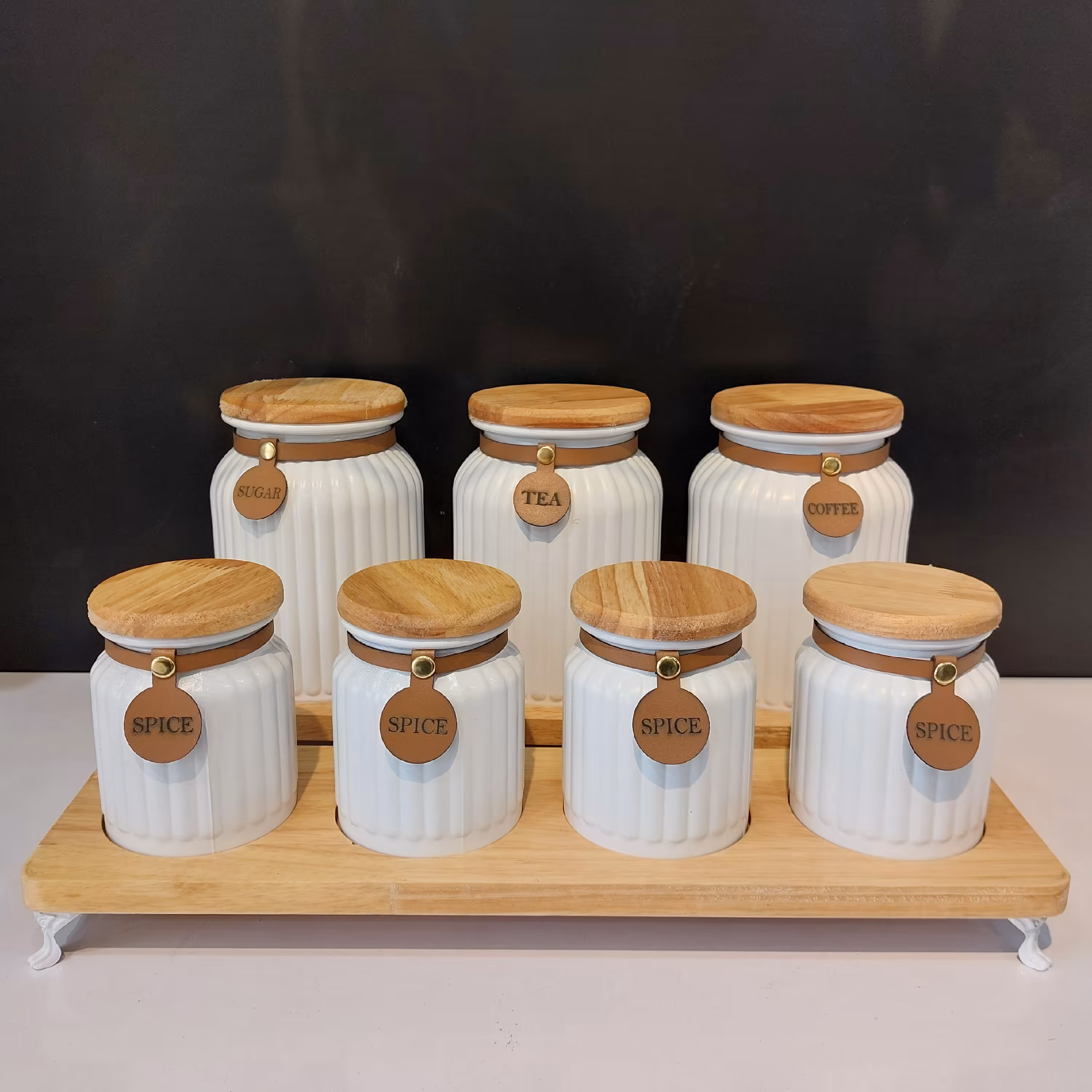 سرویس پاسماوری  درب چوبی سفید ترک  8 پارچه با استند پایه دار