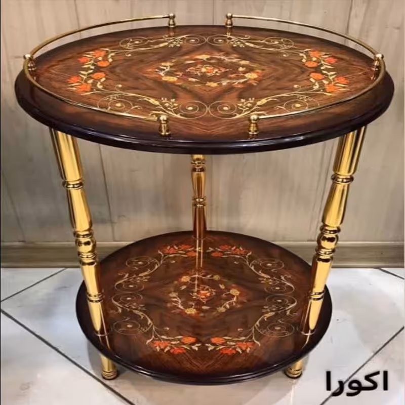 میز آباژور پلیشی پایه فلزی طرح گلشن(ارسال رایگان )