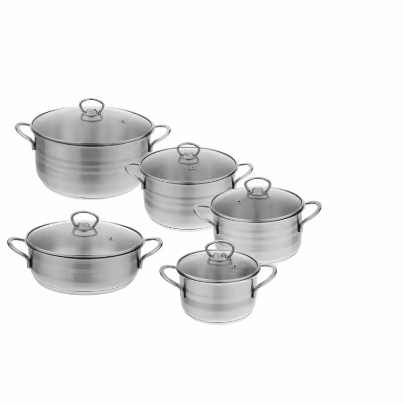 سرویس قابلمه استیل 10 پارچه برند Tecno کف چدن درجه 1