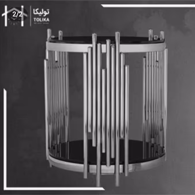 جلو مبلی فلزی قطر55 رنگ طلایی و نقره ای با صفحه رویی آینه ای