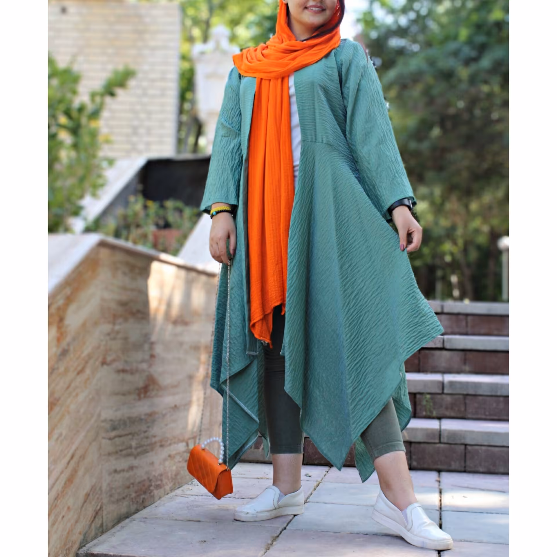 مانتو جلوباز تابستانی سبز