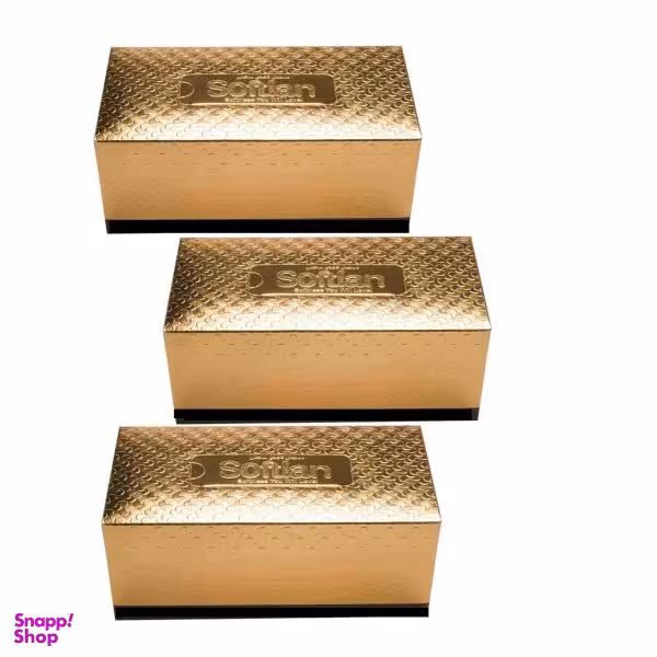 دستمال کاغذی 150 برگ سافتلن مدل زرین بسته 3 عددی