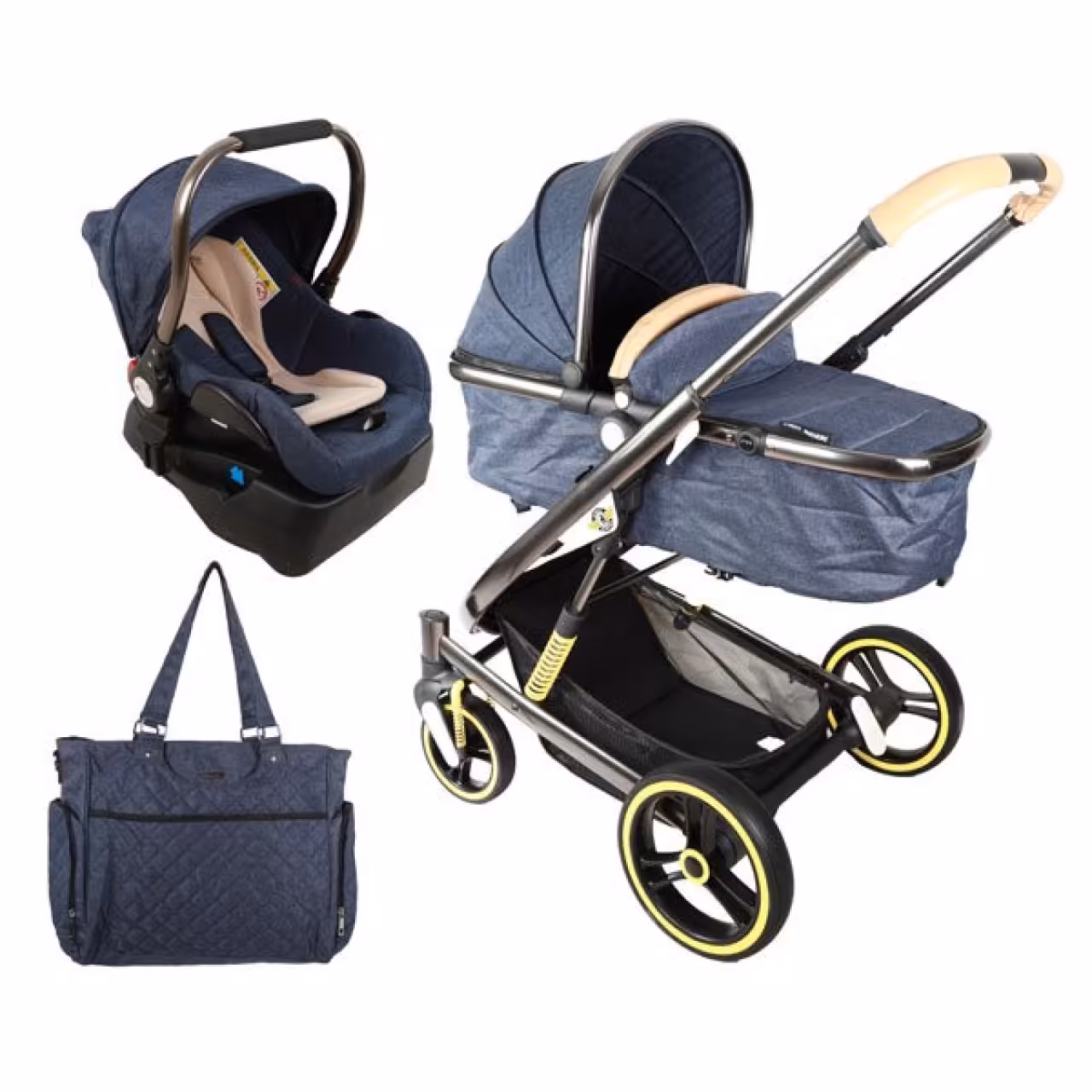 ست کالسکه و کریر مدل فنس به همراه ساک لوازم کودک